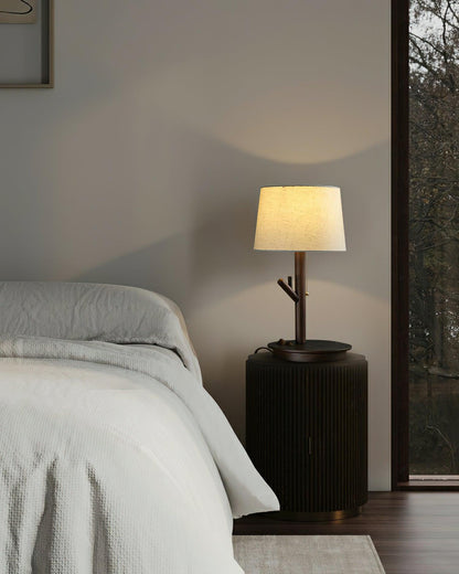 Rustic Wooden Side Table Lamp