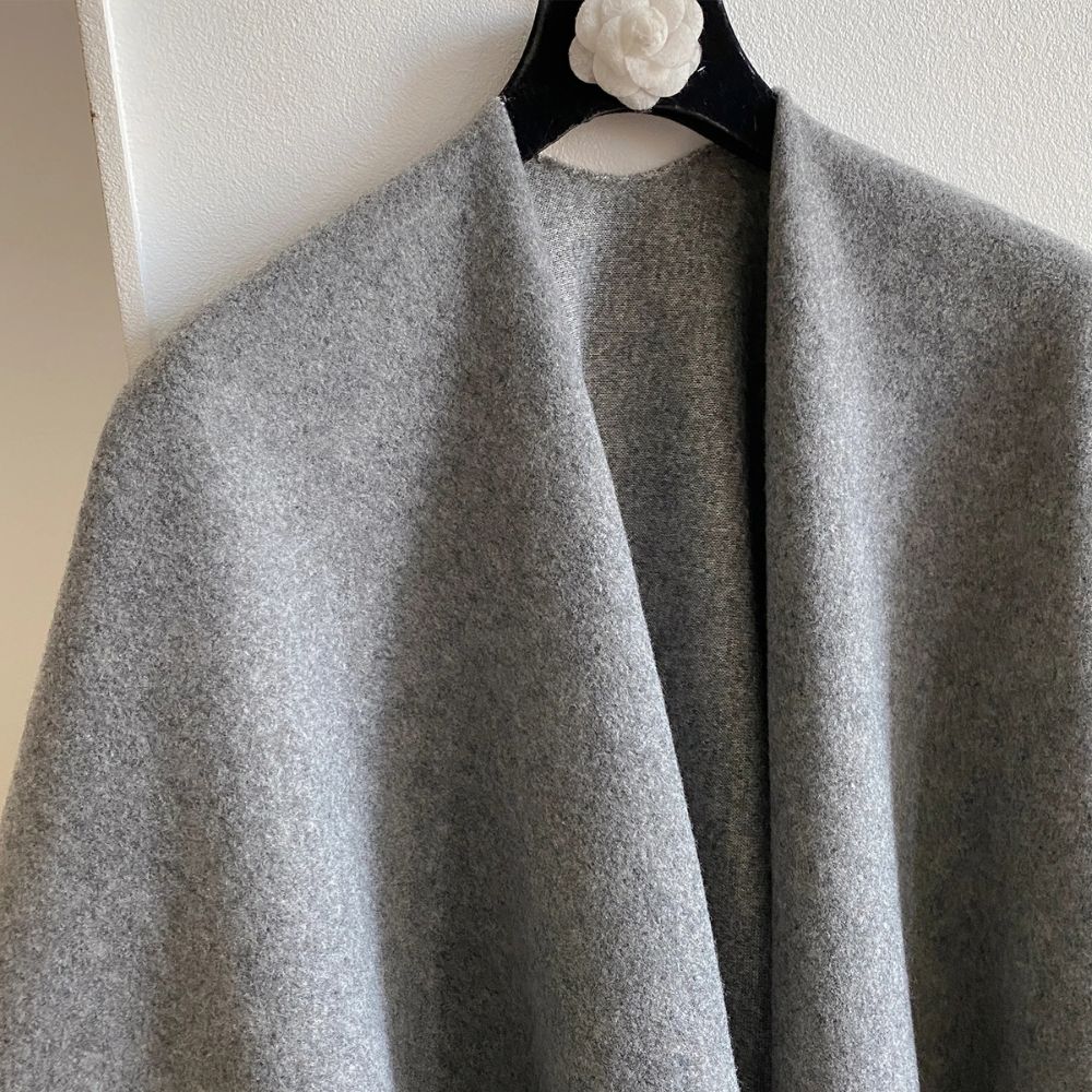 Cofik | Soft Grey Wrap Poncho Shawl