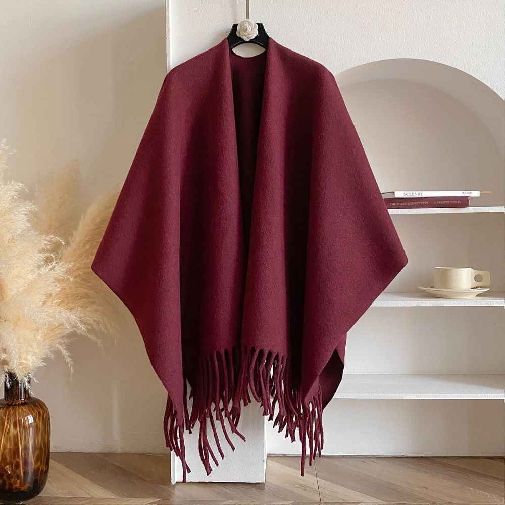 Cofik | Soft Grey Wrap Poncho Shawl