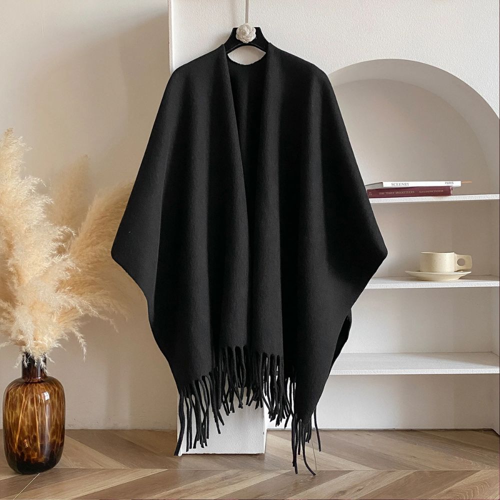 Cofik | Soft Grey Wrap Poncho Shawl