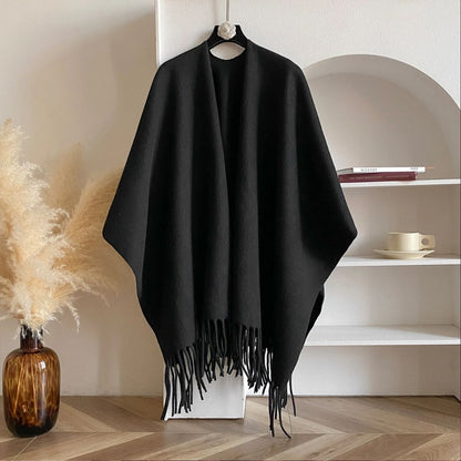 Cofik | Soft Grey Wrap Poncho Shawl