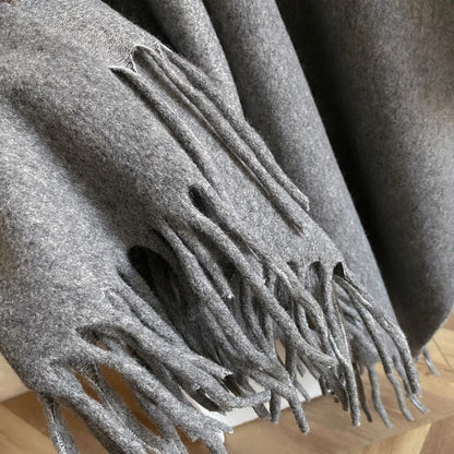 Cofik | Soft Grey Wrap Poncho Shawl
