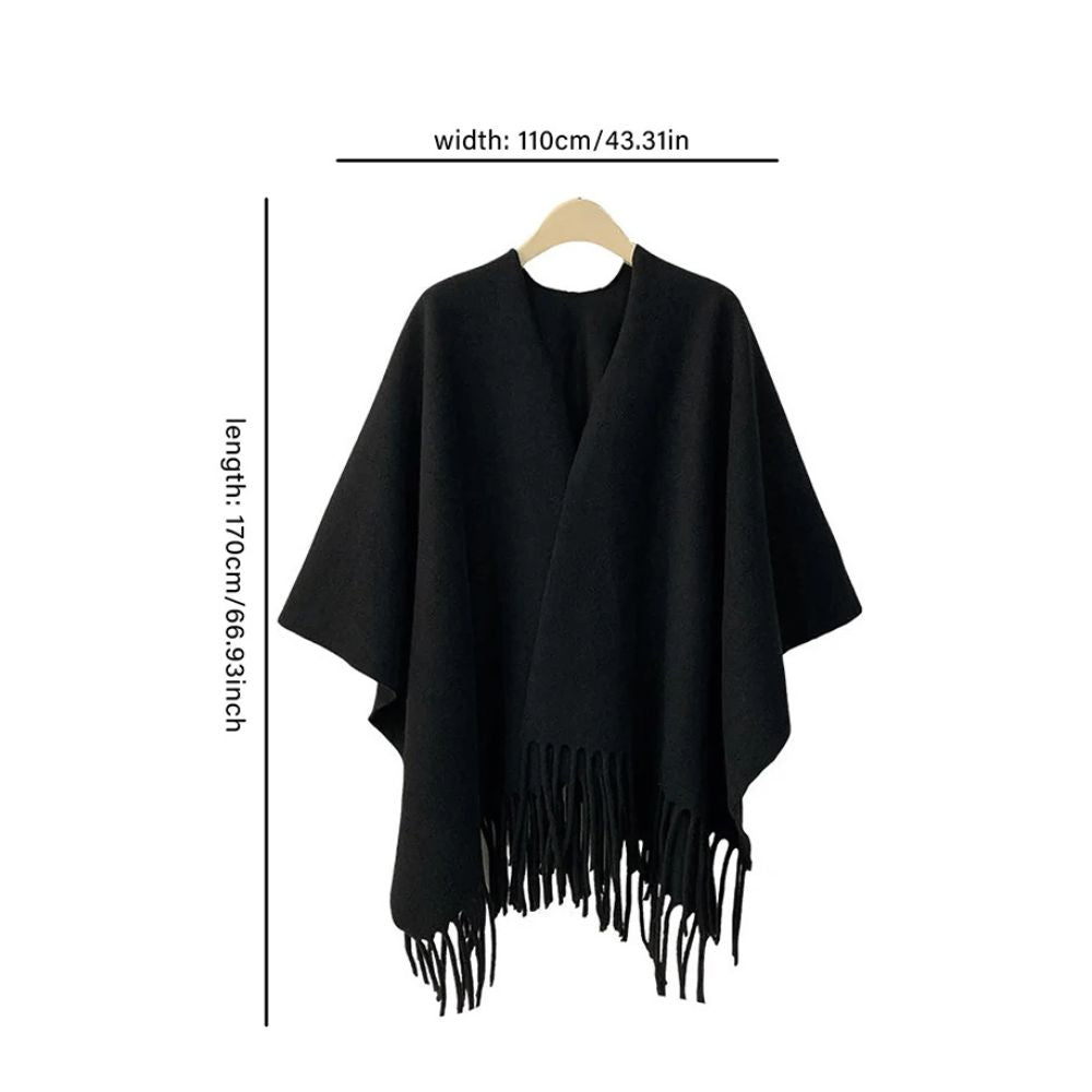 Cofik | Soft Grey Wrap Poncho Shawl
