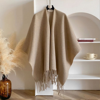 Cofik | Soft Grey Wrap Poncho Shawl