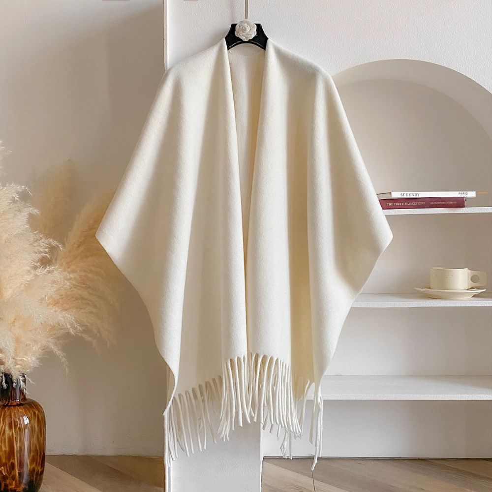 Cofik | Soft Grey Wrap Poncho Shawl