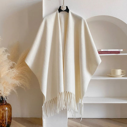 Cofik | Soft Grey Wrap Poncho Shawl