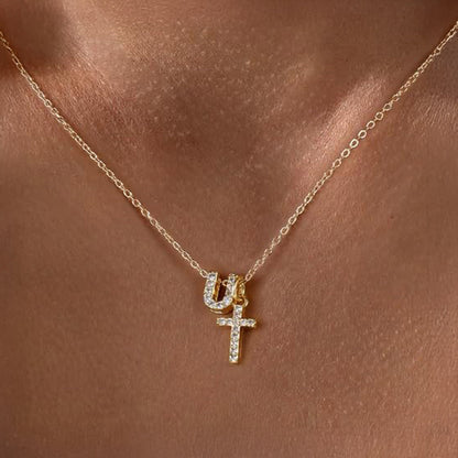 Delicate Initial Cross Pendant Necklace