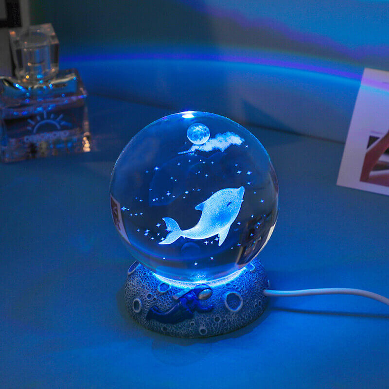 Colorful Ocean Crystal Globe Table Lamp