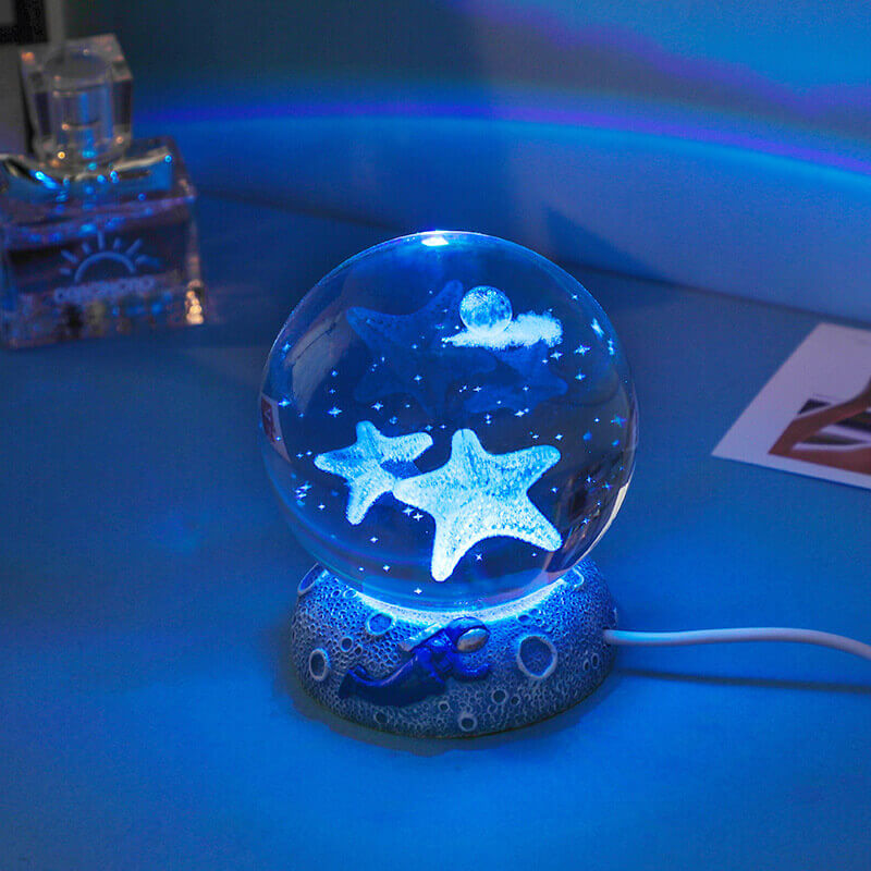 Colorful Ocean Crystal Globe Table Lamp