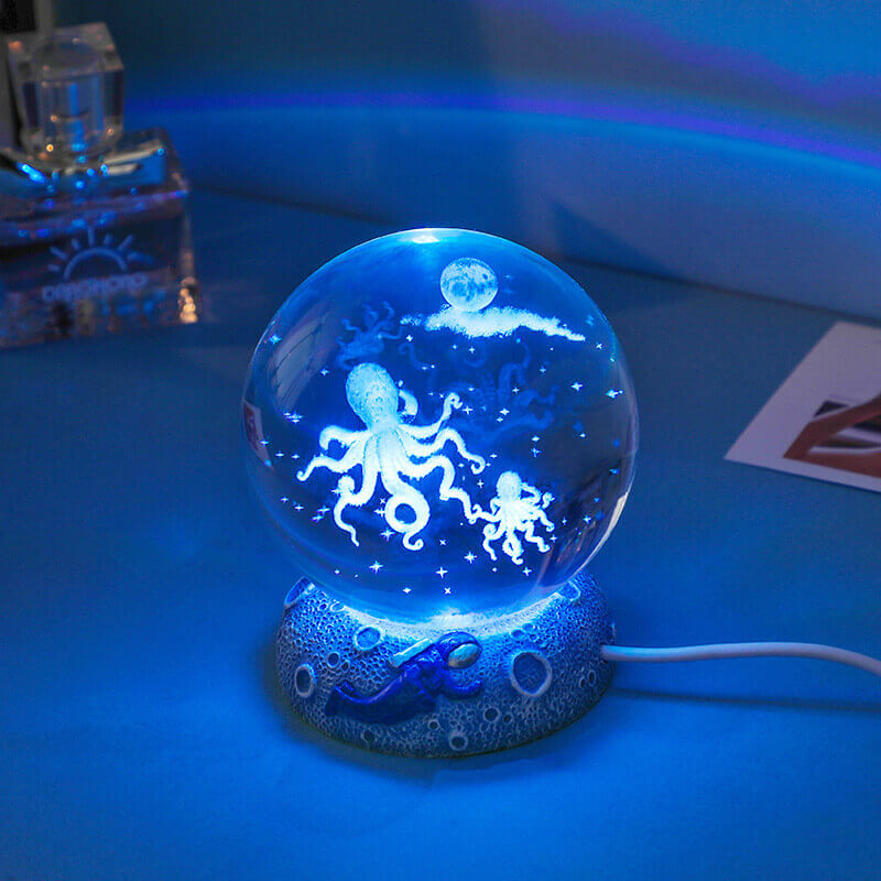 Colorful Ocean Crystal Globe Table Lamp