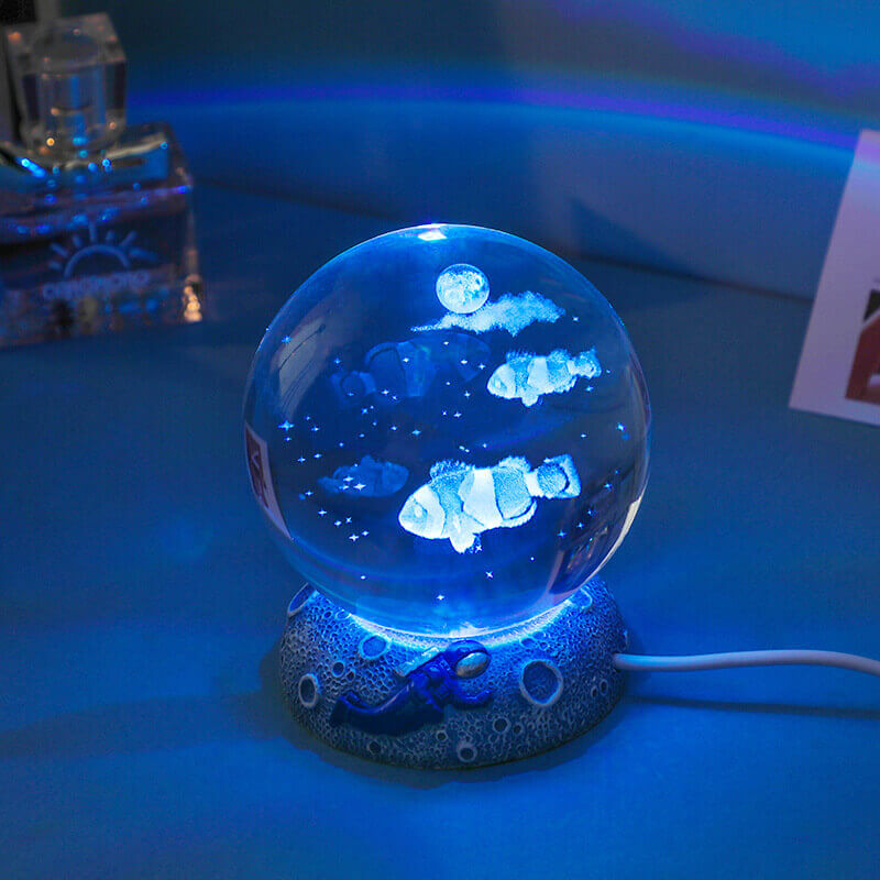 Colorful Ocean Crystal Globe Table Lamp