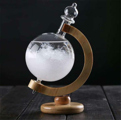Classic Storm Glass Weather Predictor Bottle with Wood Base - Cofik