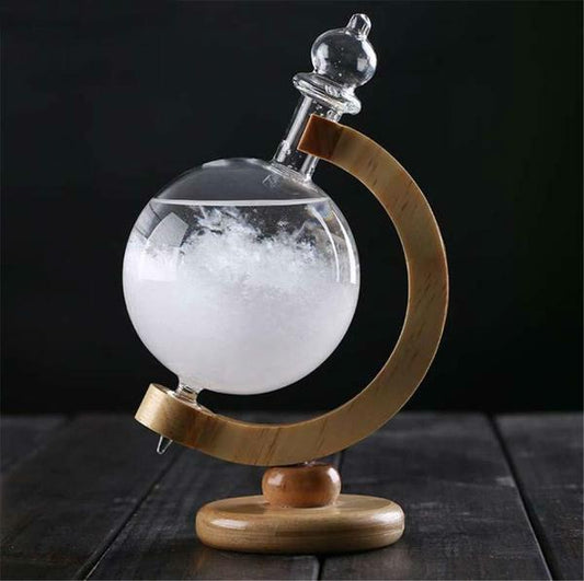 Classic Storm Glass Weather Predictor Bottle with Wood Base - Cofik