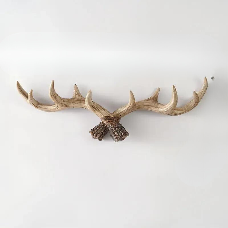 Rustic Wooden Antler Coat Hook Wall Rack