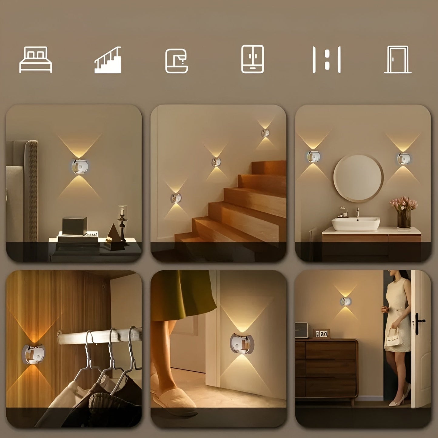 Smart Motion Sensor LED Wall Light with Dual Heads