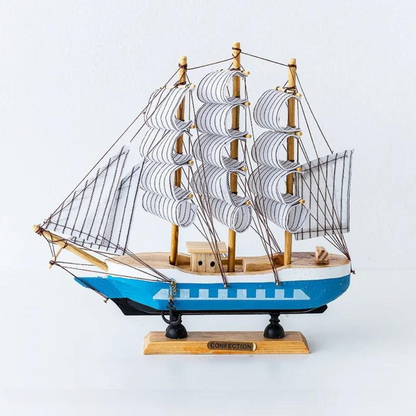 Coastal Wooden Sailboat LED Decorative Figurine