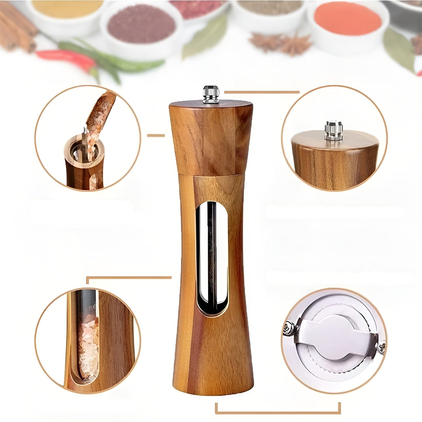 Classic Wooden Spice Mill Set