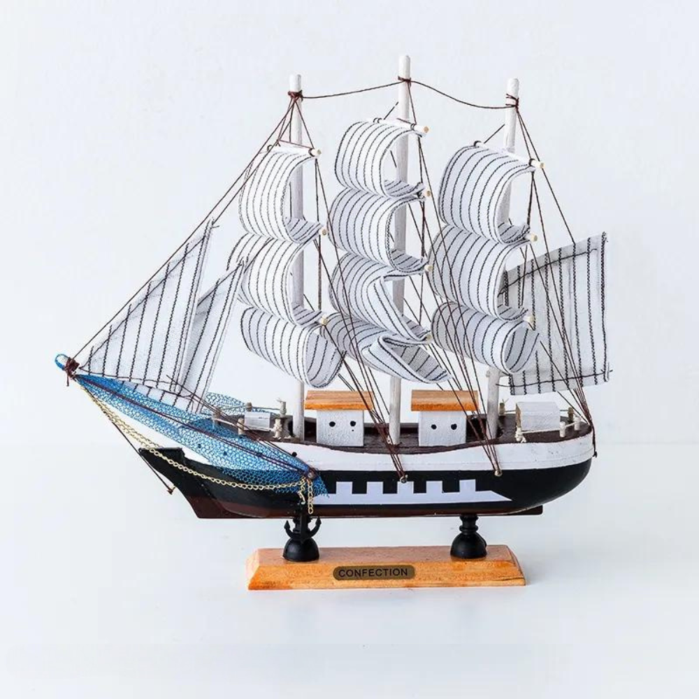 Coastal Wooden Sailboat LED Decorative Figurine