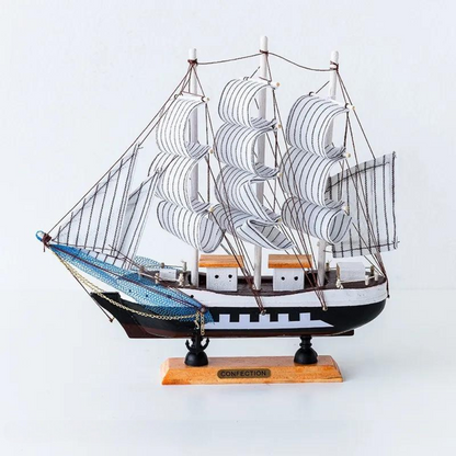 Coastal Wooden Sailboat LED Decorative Figurine