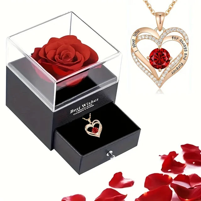 Beautiful Rose Pendant Necklace Gift Set - Cofik