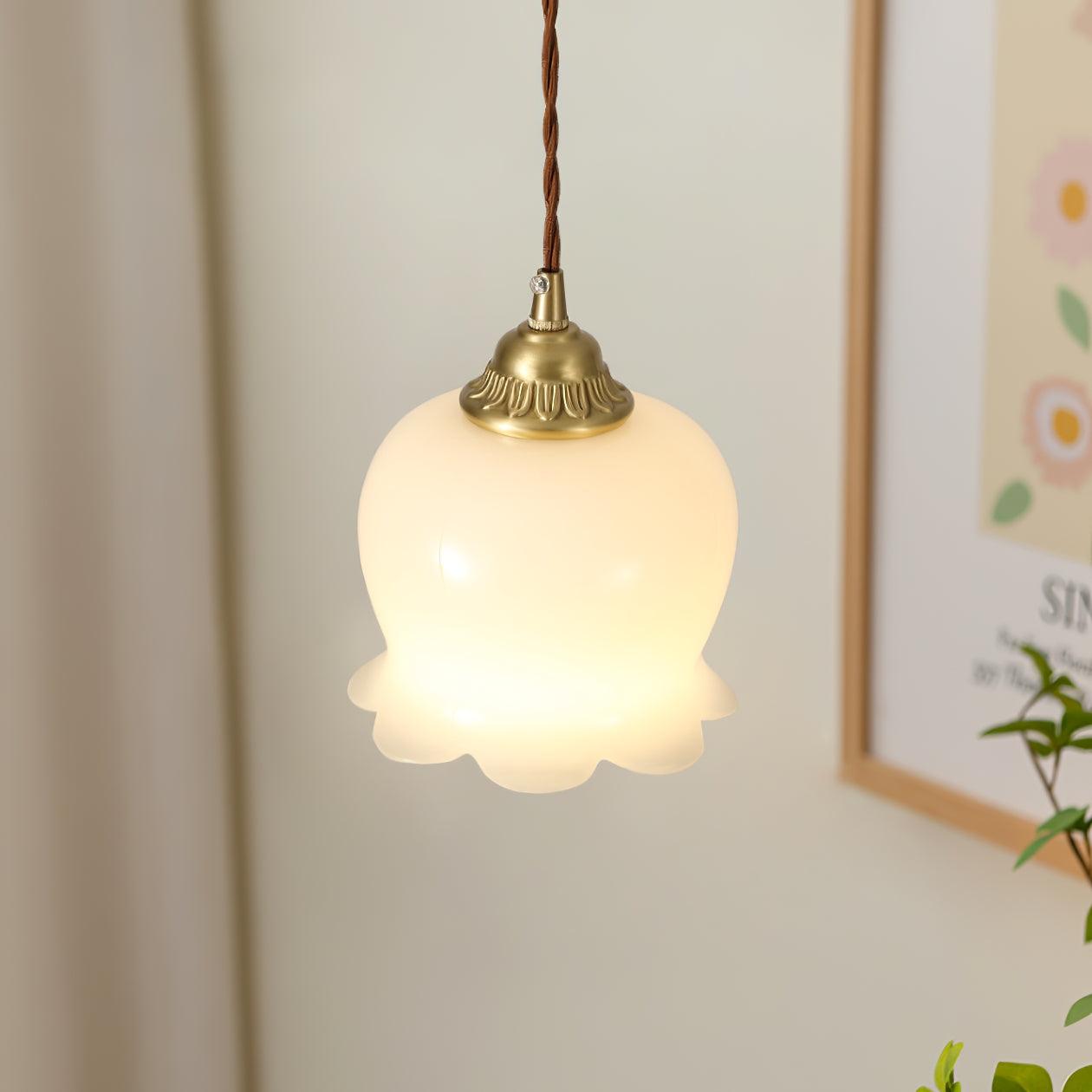 Rustic Floral Hanging Drop Lamp