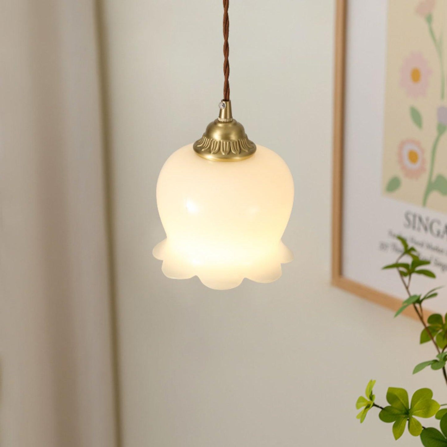 Rustic Floral Hanging Drop Lamp