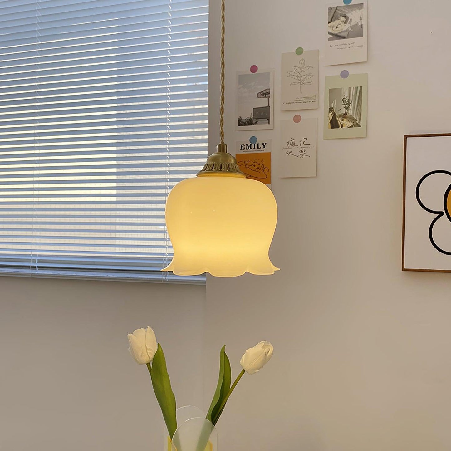 Rustic Floral Hanging Drop Lamp