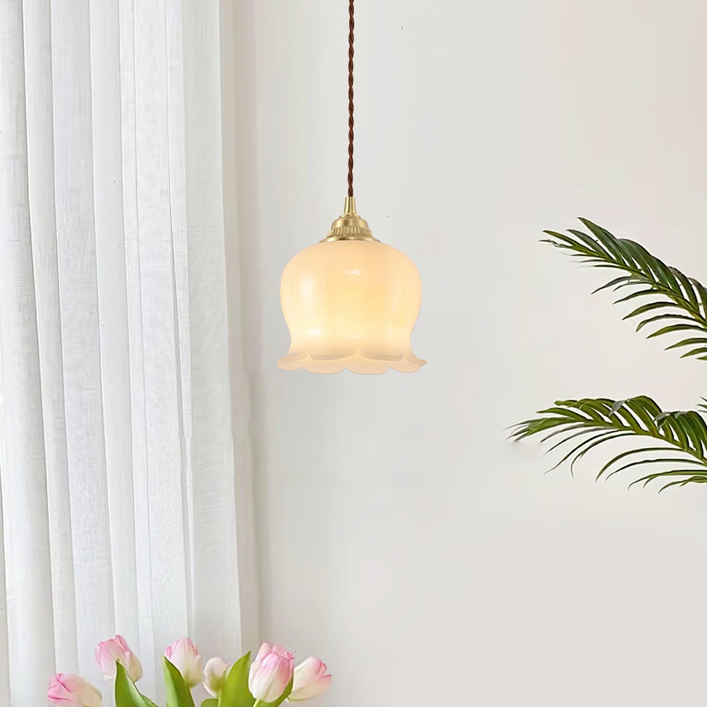 Rustic Floral Hanging Drop Lamp