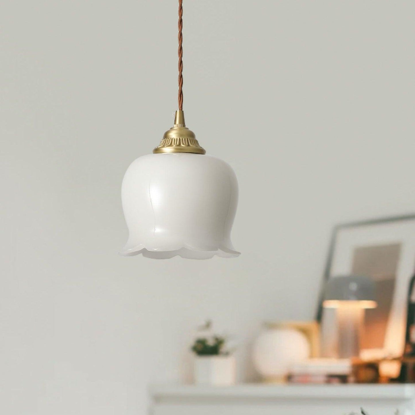 Rustic Floral Hanging Drop Lamp