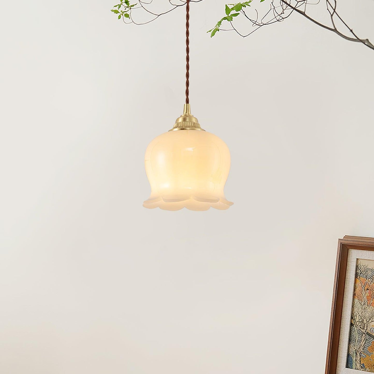 Rustic Floral Hanging Drop Lamp