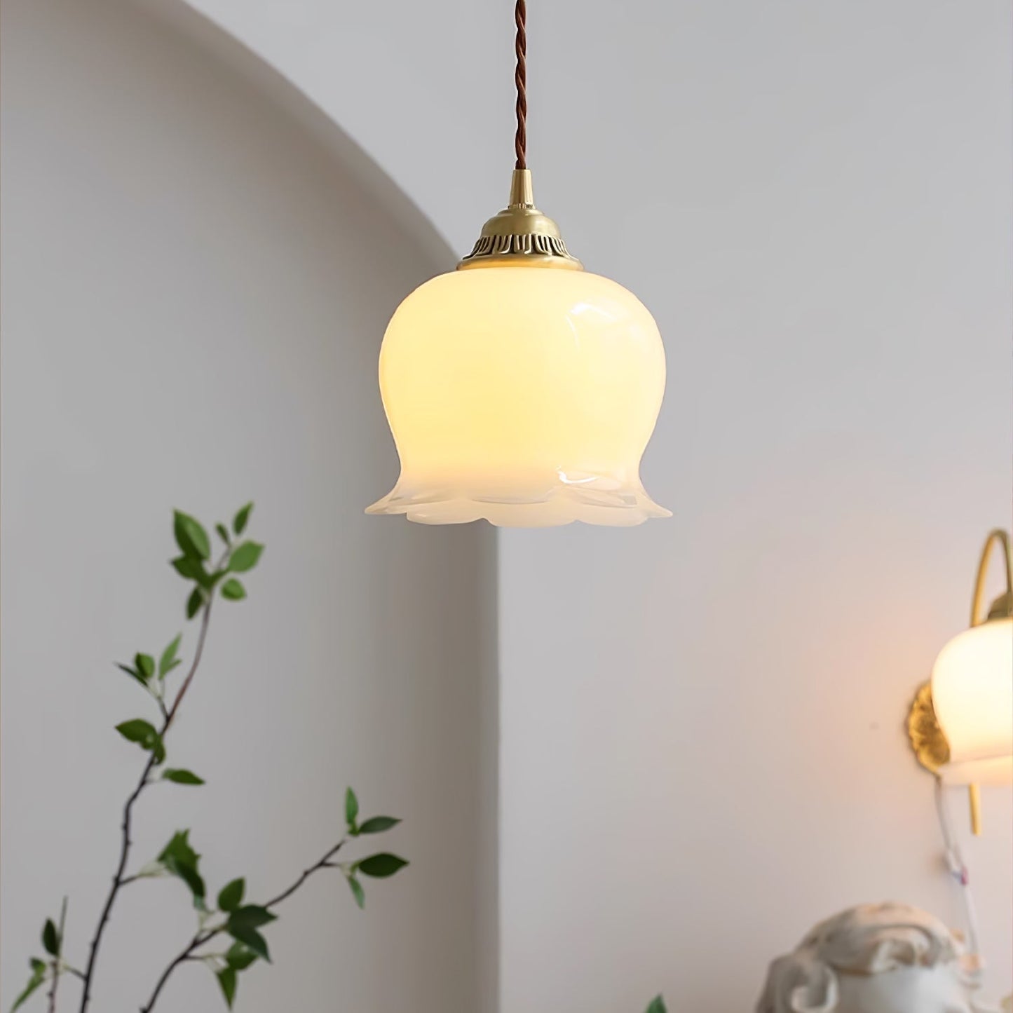 Rustic Floral Hanging Drop Lamp