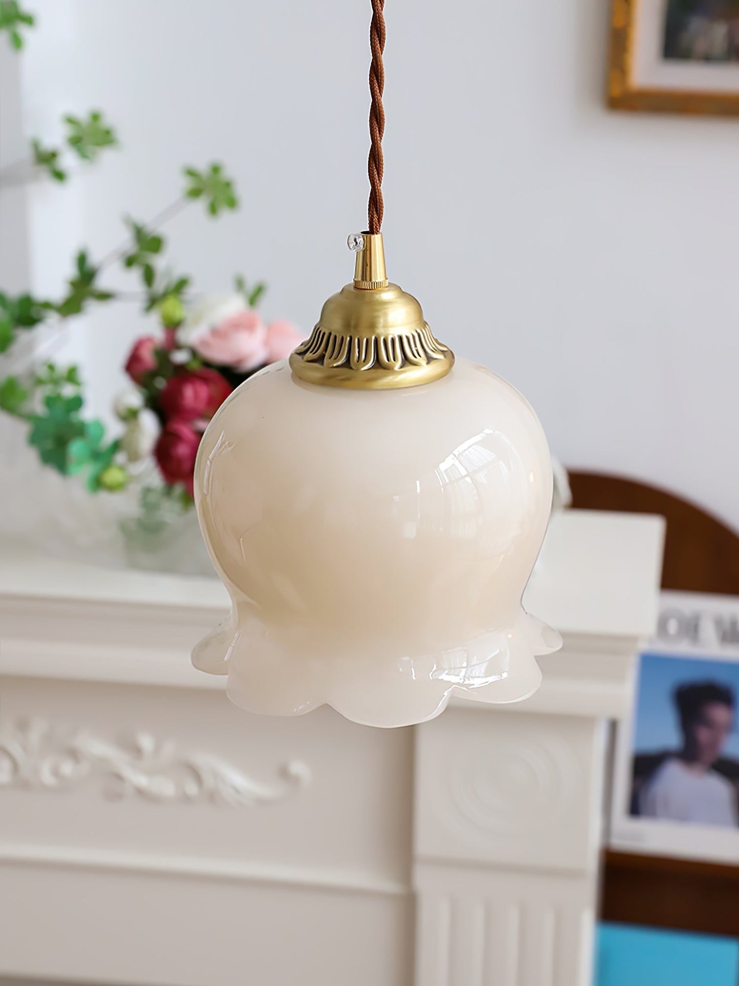 Rustic Floral Hanging Drop Lamp