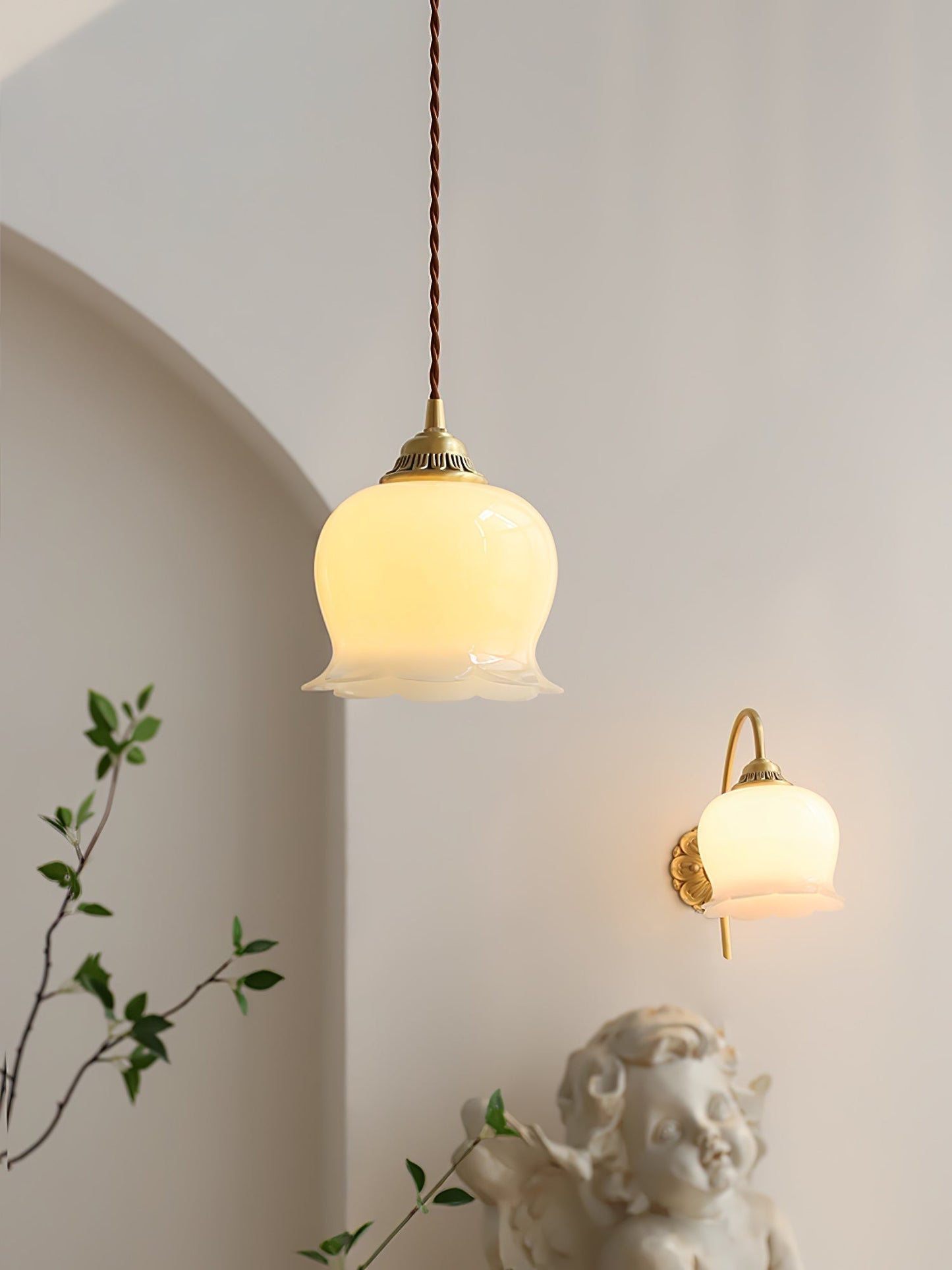 Rustic Floral Hanging Drop Lamp