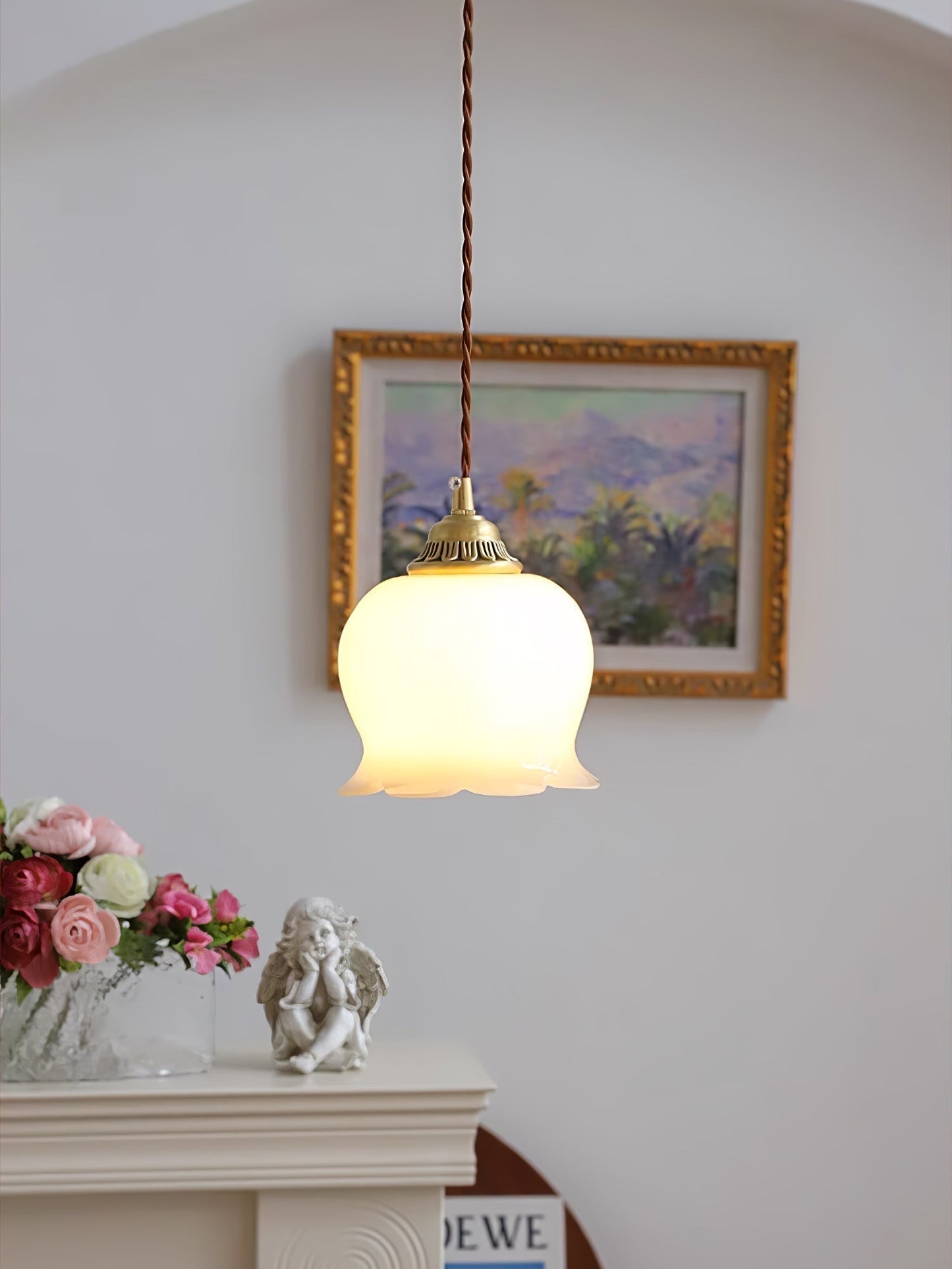 Rustic Floral Hanging Drop Lamp