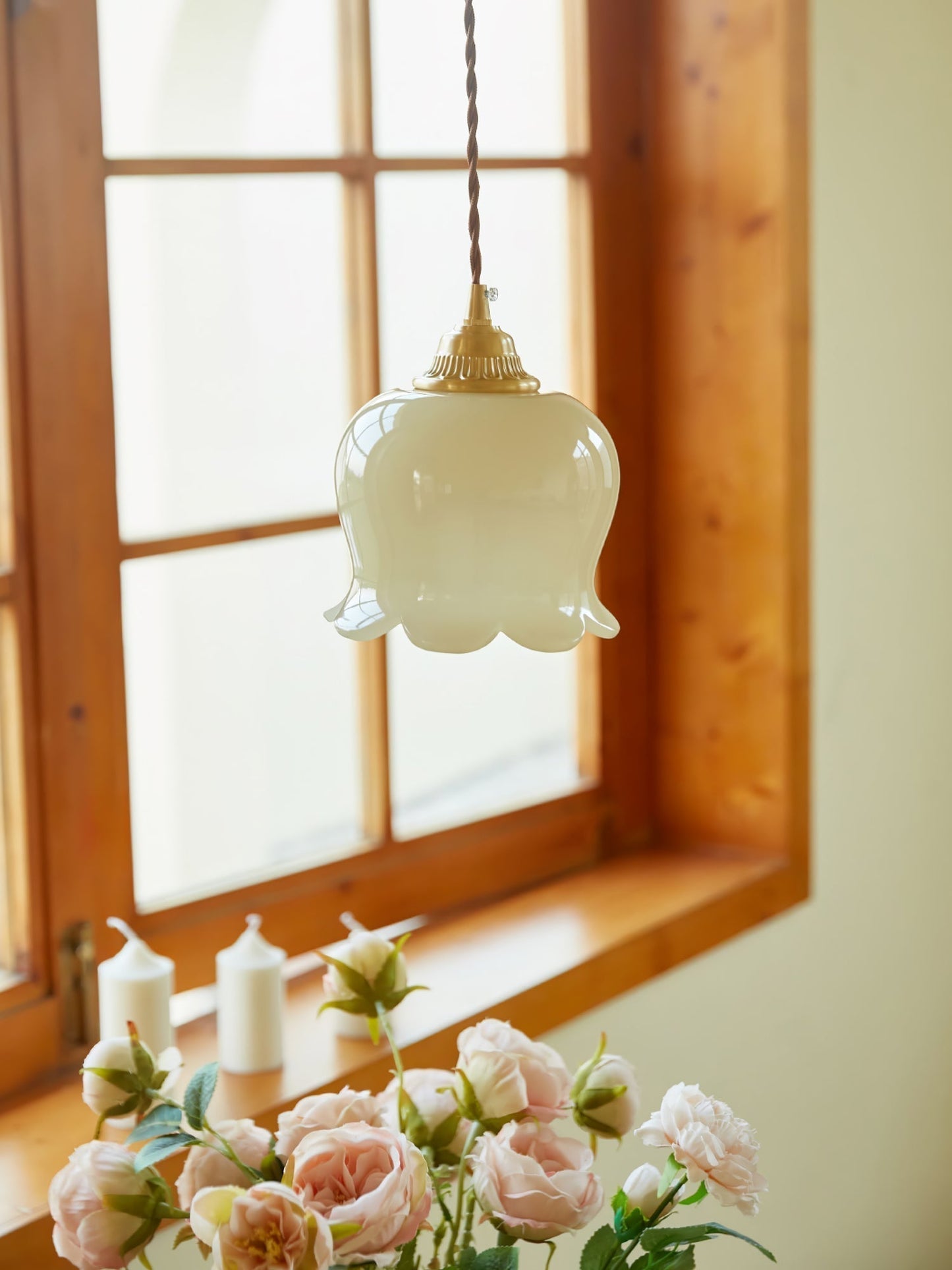 Rustic Floral Hanging Drop Lamp