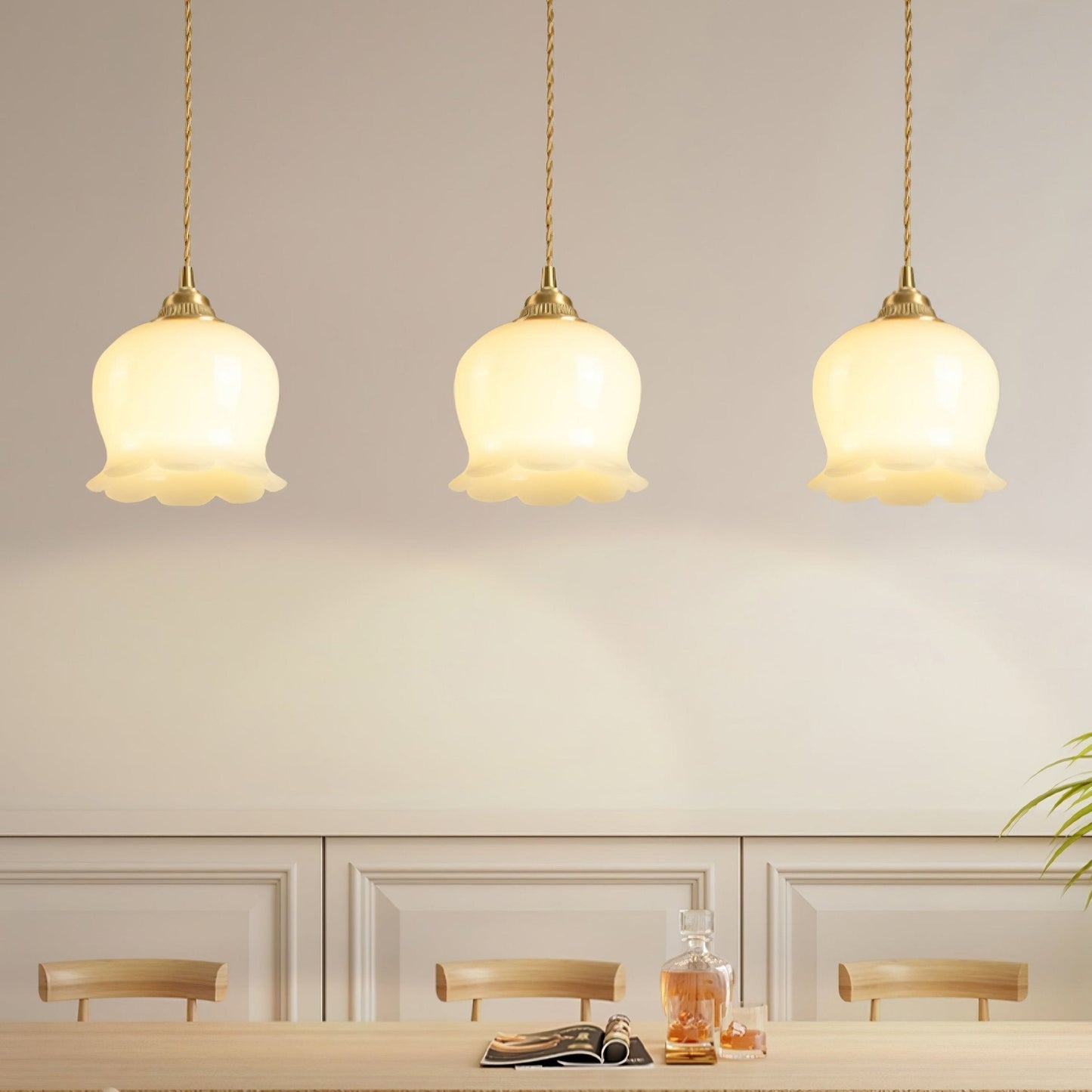 Rustic Floral Hanging Drop Lamp