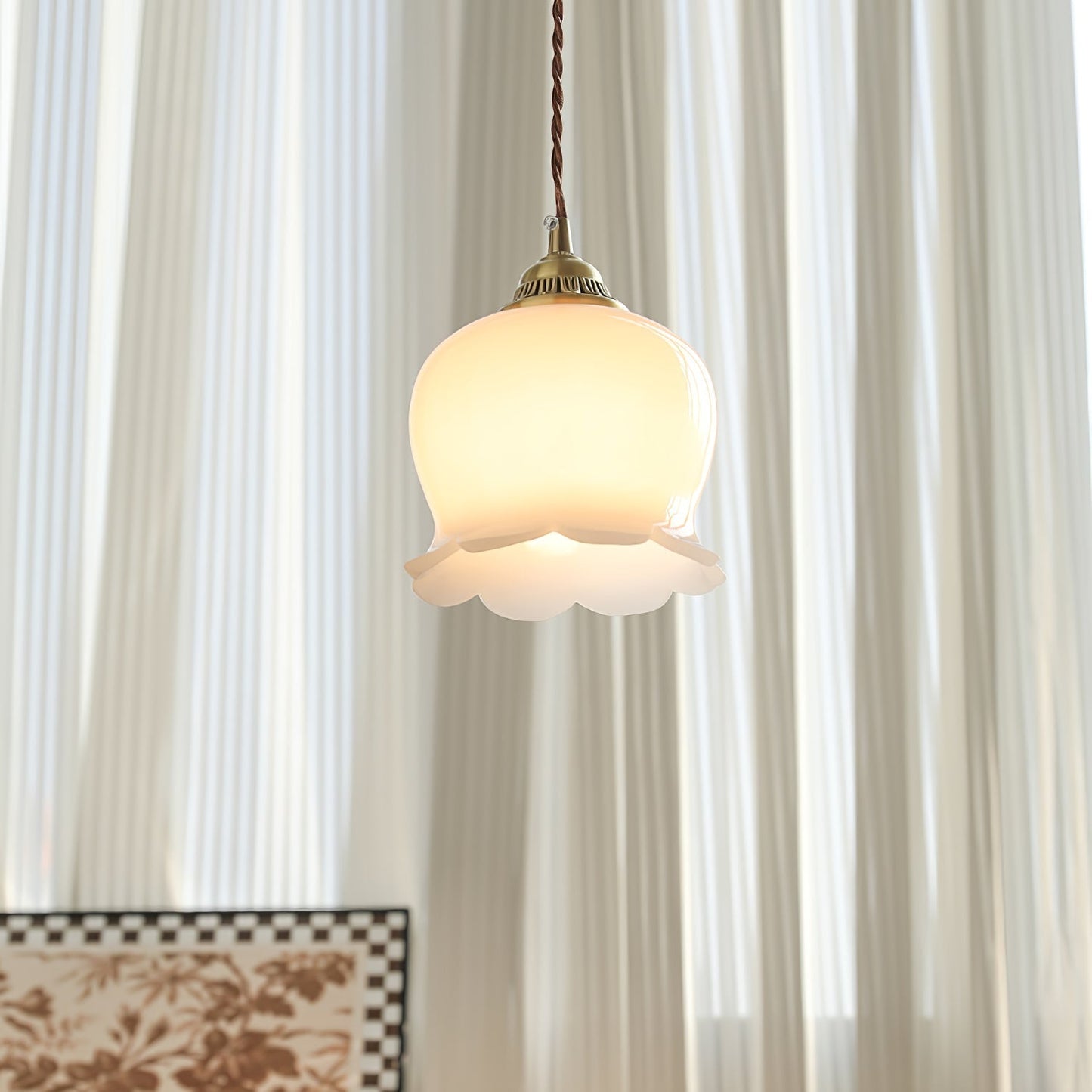 Rustic Floral Hanging Drop Lamp