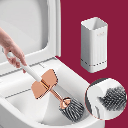 Compact Bristle Toilet Brush with Self-Draining Holder