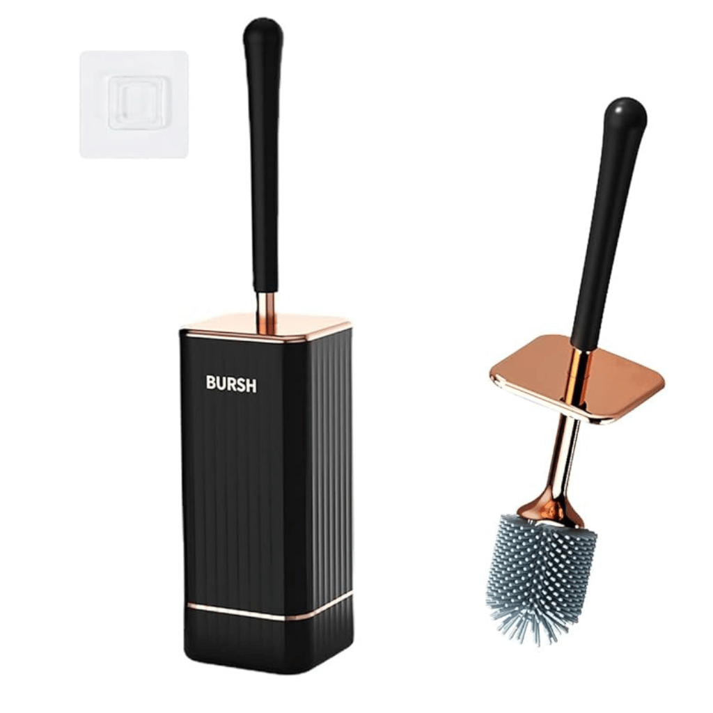 Compact Bristle Toilet Brush with Self-Draining Holder - Cofik