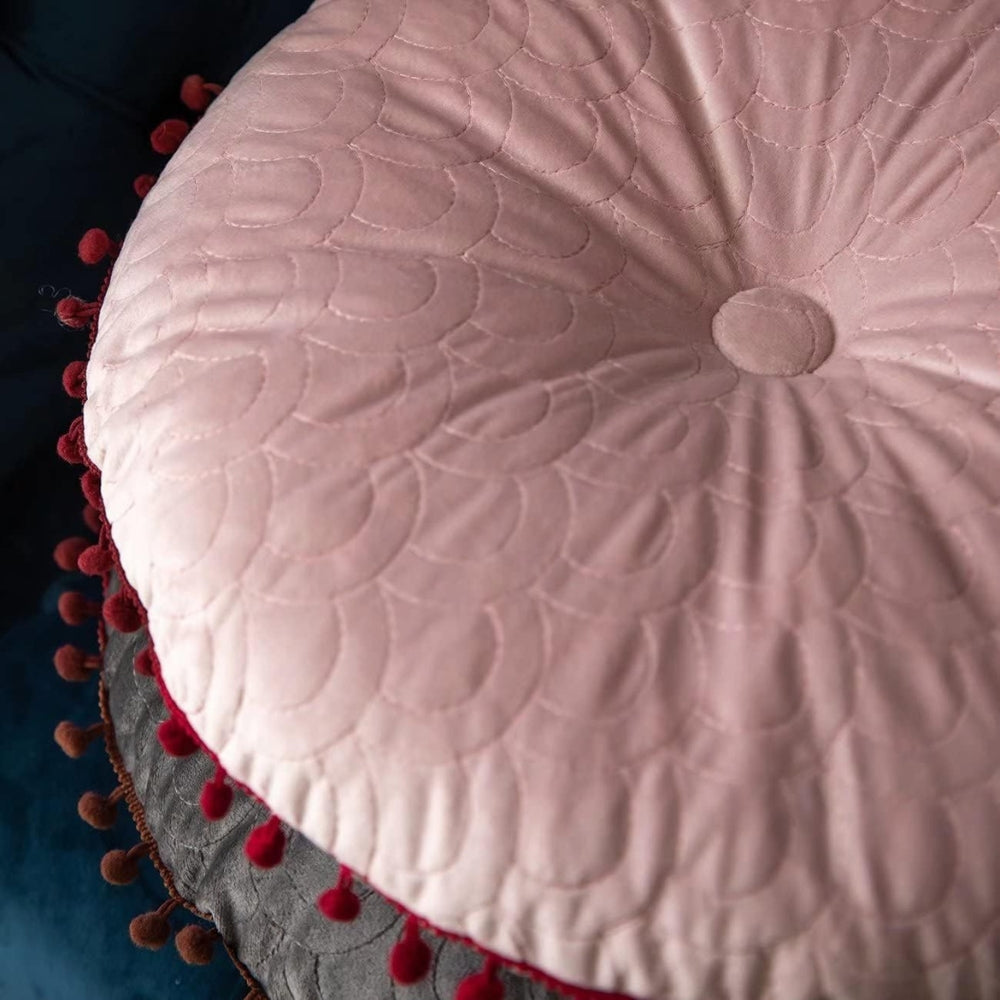 Soft Round Tufted Storage Ottoman Cushion Pad