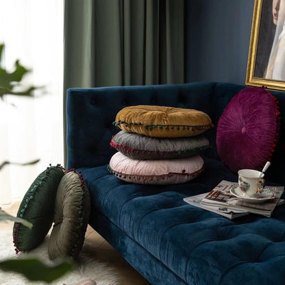 Soft Round Tufted Storage Ottoman Cushion Pad