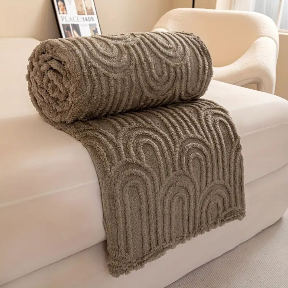 Soft Microfiber Throw Blanket with Textured Design - Cofik