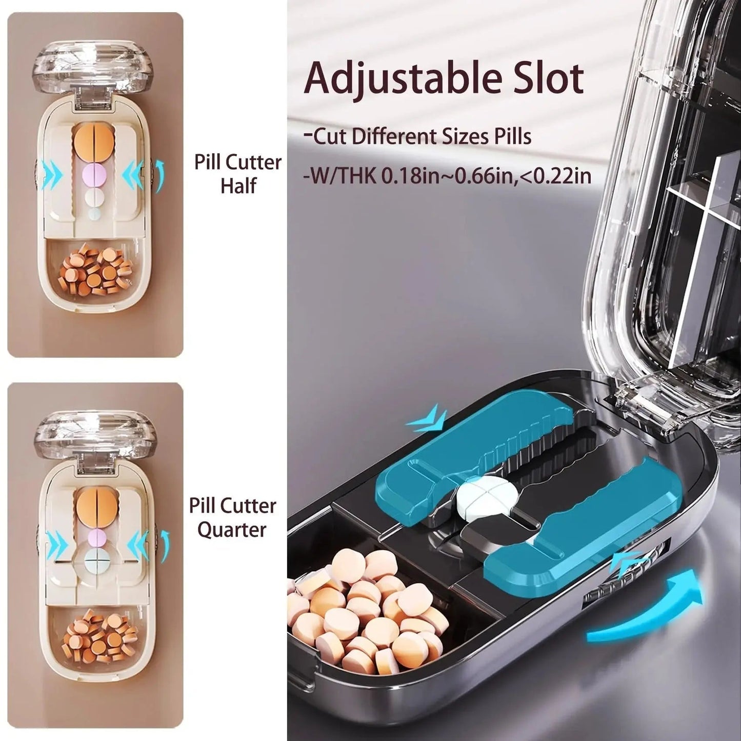 Easy Use Pill Splitter with Sharp Cutting Blade