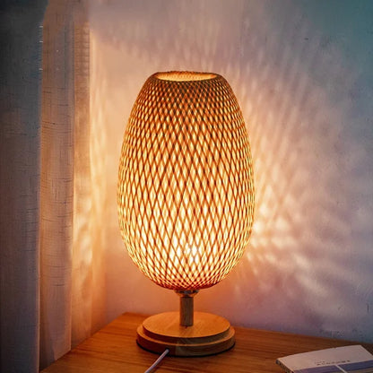 Natural Bamboo Rustic Desk Lamp
