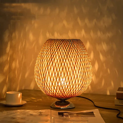 Natural Bamboo Rustic Desk Lamp