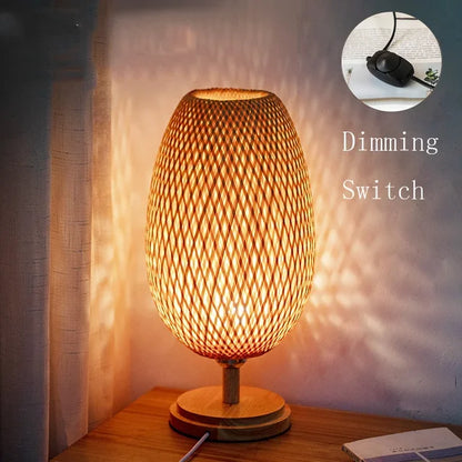 Natural Bamboo Rustic Desk Lamp