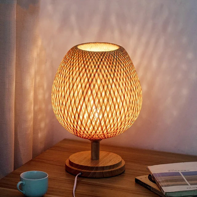 Natural Bamboo Rustic Desk Lamp