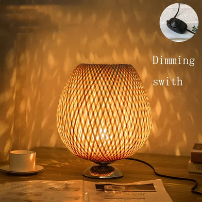 Natural Bamboo Rustic Desk Lamp