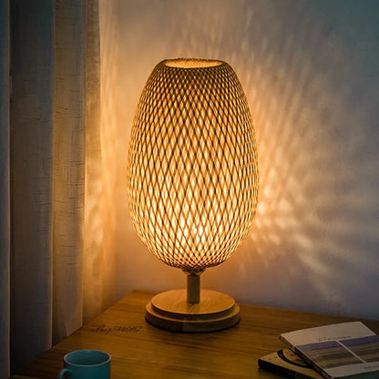 Natural Bamboo Rustic Desk Lamp