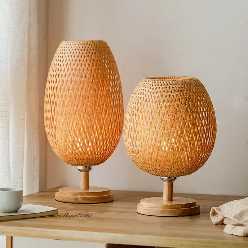 Natural Bamboo Rustic Desk Lamp